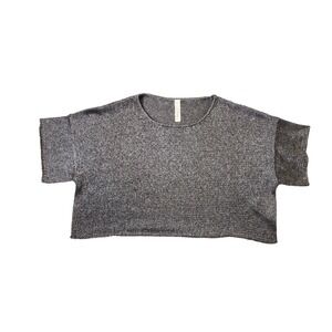 Primi Womens Oversize Crop Shirt Gray Acrylic Size Small